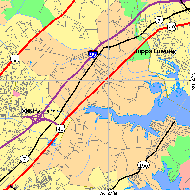 Zip code 21162 close-up map