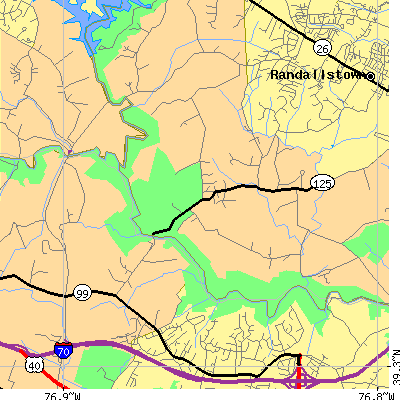 Zip code 21163 close-up map