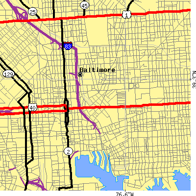 Zip code 21202 close-up map