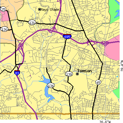 Zip code 21204 close-up map