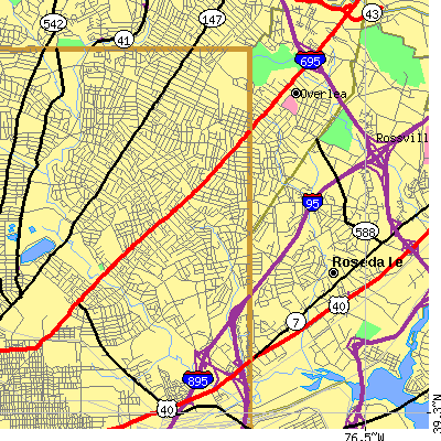 Zip code 21206 close-up map