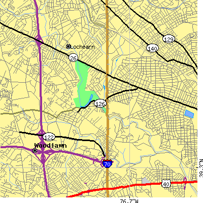 Zip code 21207 close-up map