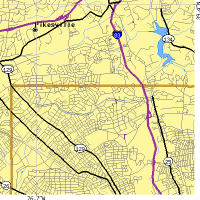 Zip code 21209 close-up map