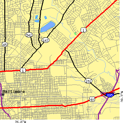 Zip code 21213 close-up map