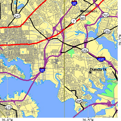 Zip code 21224 close-up map