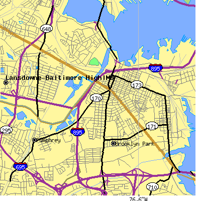 Zip code 21225 close-up map