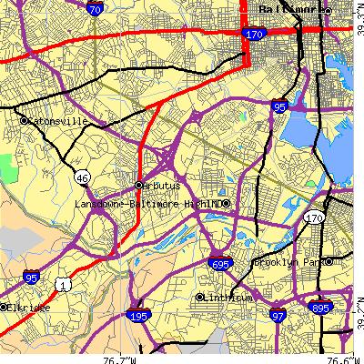 Zip code 21227 close-up map
