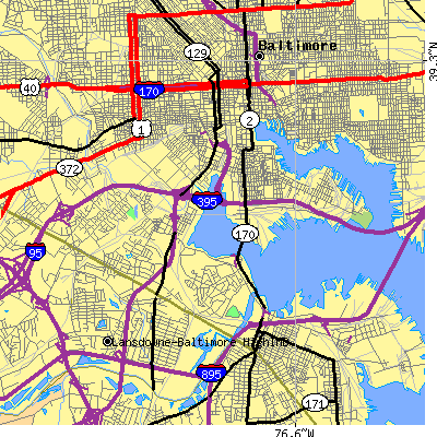 Zip code 21230 close-up map