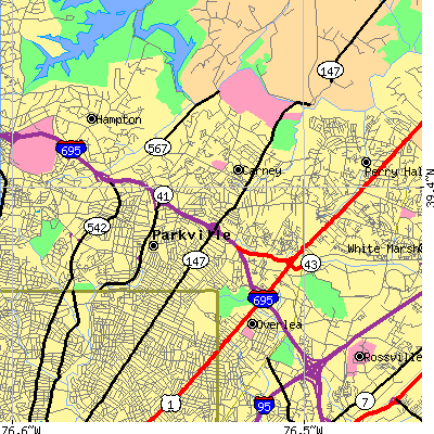 Zip code 21234 close-up map