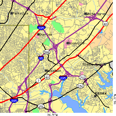 Zip code 21237 close-up map