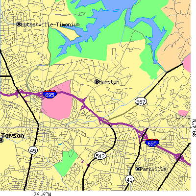 Zip code 21286 close-up map