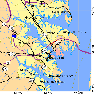 Zip code 21401 close-up map