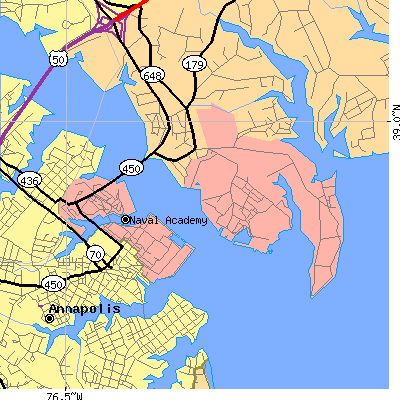 Zip code 21402 close-up map