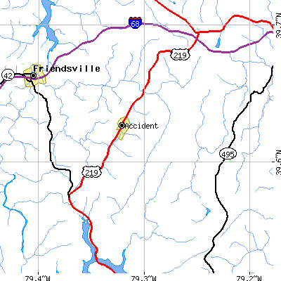 Zip code 21520 close-up map