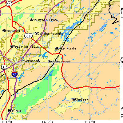 Zip code 35242 close-up map