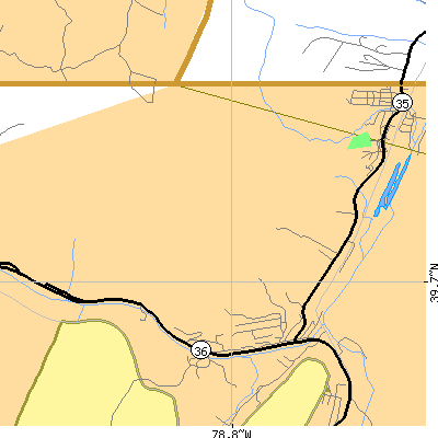 Zip code 21524 close-up map