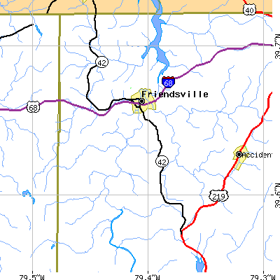 Zip code 21531 close-up map