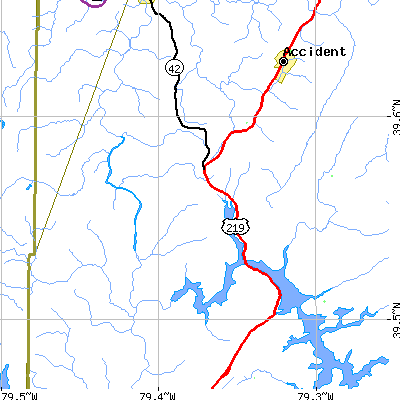 Zip code 21541 close-up map
