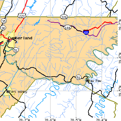 Zip code 21555 close-up map