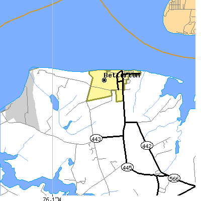 Zip code 21610 close-up map