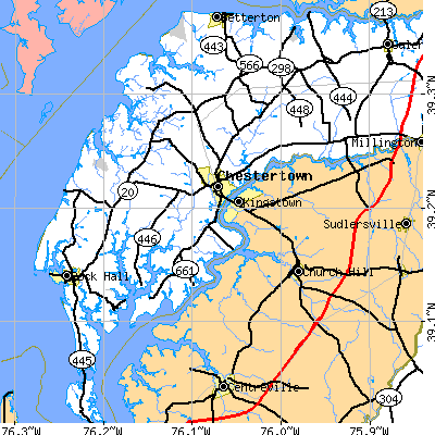 Zip code 21620 close-up map
