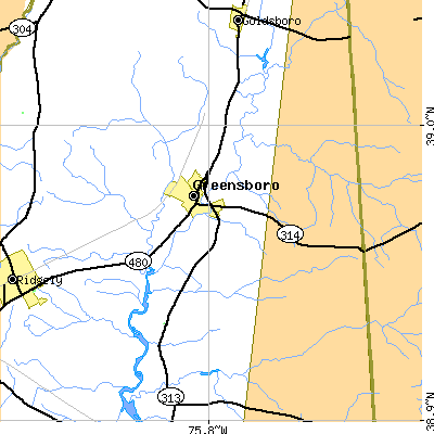 Zip code 21639 close-up map
