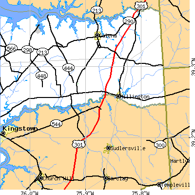 Zip code 21651 close-up map