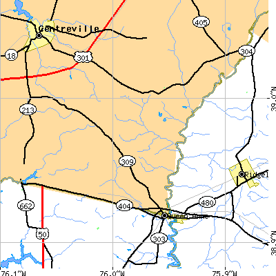 Zip code 21657 close-up map