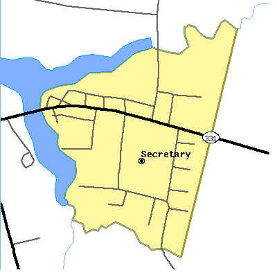 Zip code 21664 close-up map
