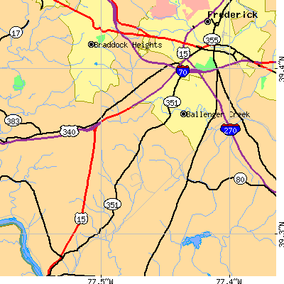 Zip code 21703 close-up map