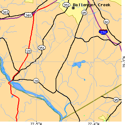 Zip code 21710 close-up map