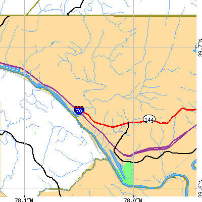Zip code 21711 close-up map