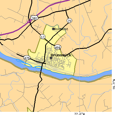 Zip code 21716 close-up map