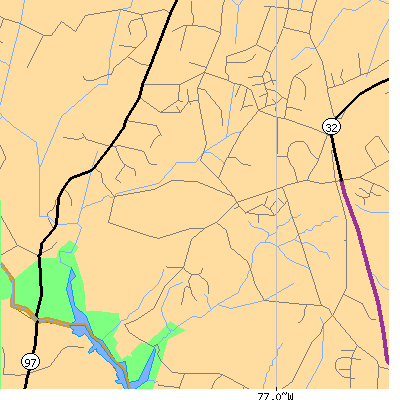 Zip code 21737 close-up map
