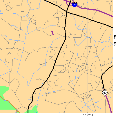 Zip code 21738 close-up map