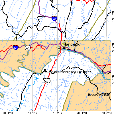 Zip code 21750 close-up map