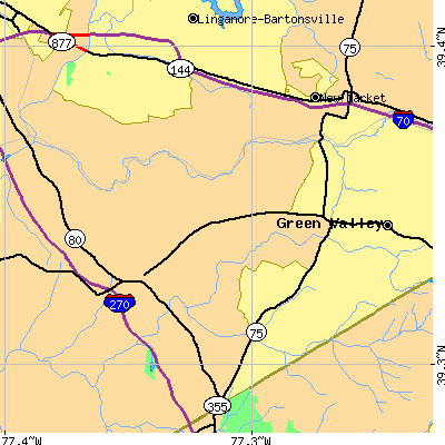 Zip code 21754 close-up map