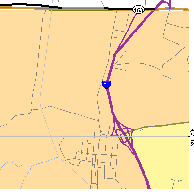 Zip code 21767 close-up map