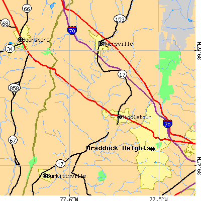 Zip code 21769 close-up map