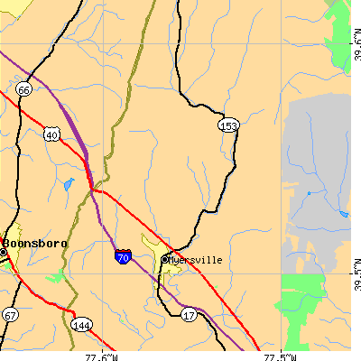 Zip code 21773 close-up map