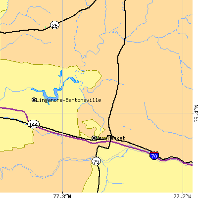 Zip code 21774 close-up map