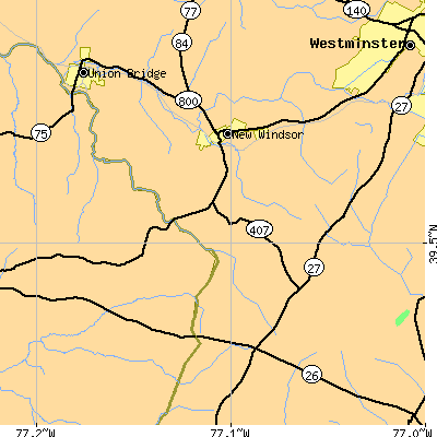 Zip code 21776 close-up map