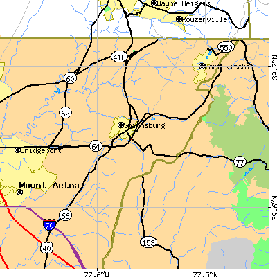 Zip code 21783 close-up map
