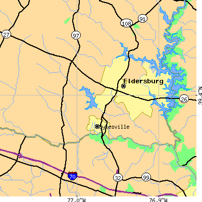 Zip code 21784 close-up map