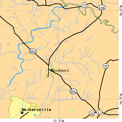 Zip code 21798 close-up map