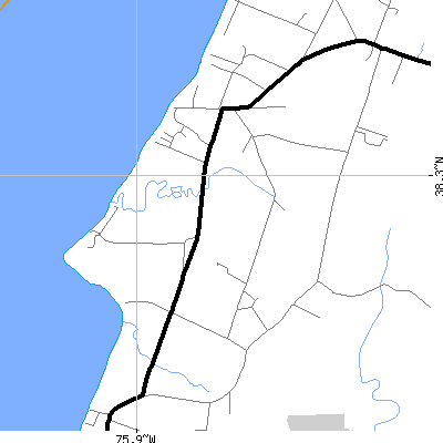 Zip code 21814 close-up map