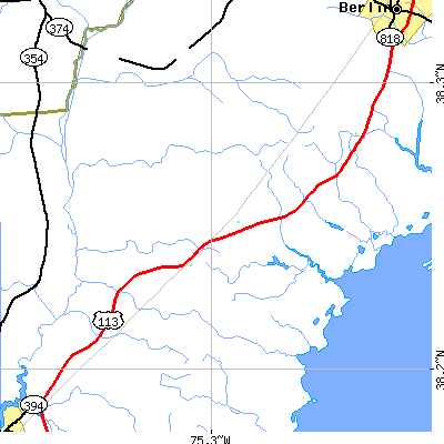 Zip code 21841 close-up map