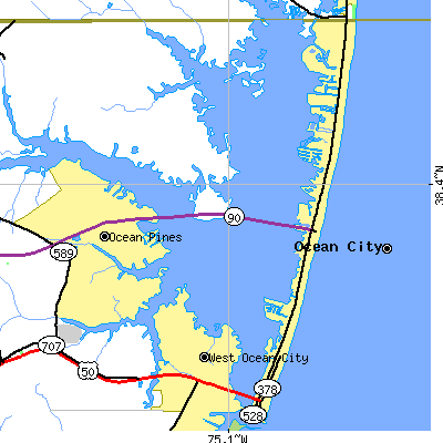 Zip code 21842 close-up map