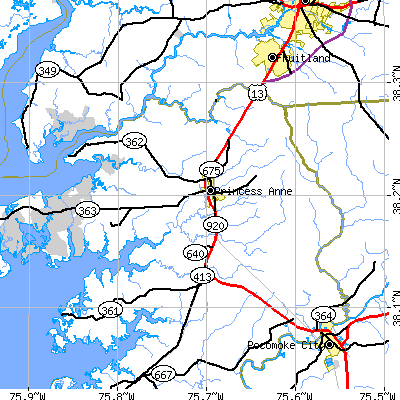 Zip code 21853 close-up map