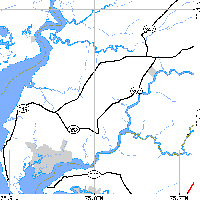 Zip code 21856 close-up map